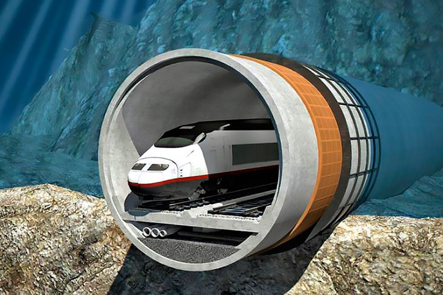 Картинка поезда в подводном тоннели